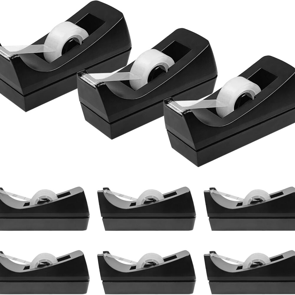 10 Pack Black Desktop Tape Dispensers Bulk Desk Tape Holder | Non Skid Base, For Office Home School, No Tape Included